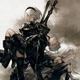 Android 2B holds an unconscious 5S from Yoko Taro's Nier: Automata.